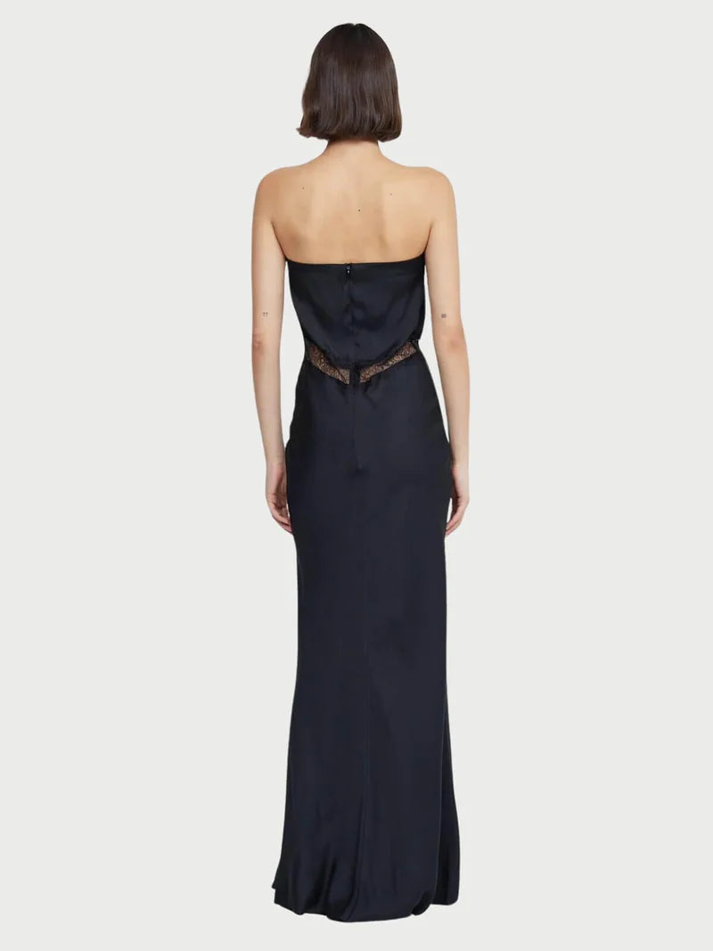 Spencer Lace Strapless Maxi - Black