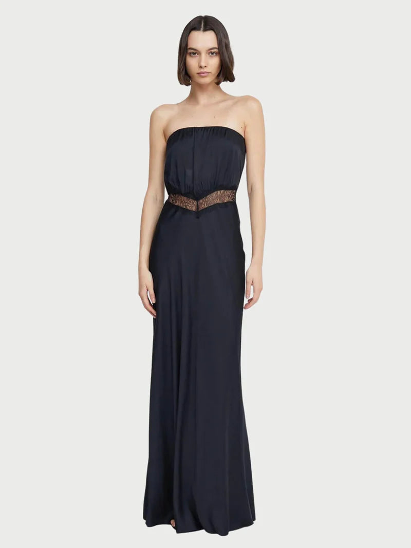 Spencer Lace Strapless Maxi - Black