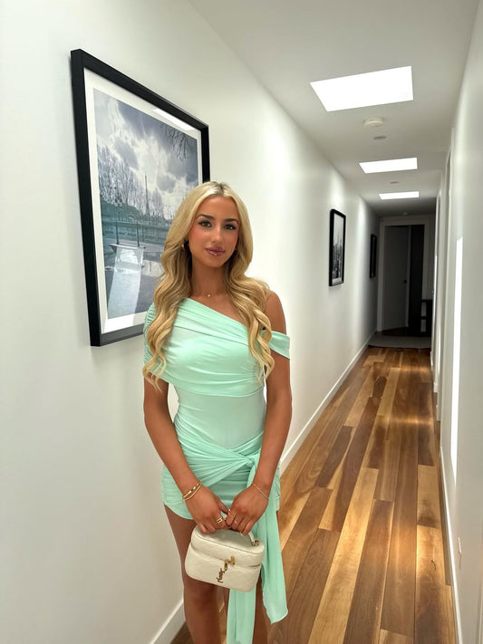 Rumi Mini Dress - Bleached Aqua