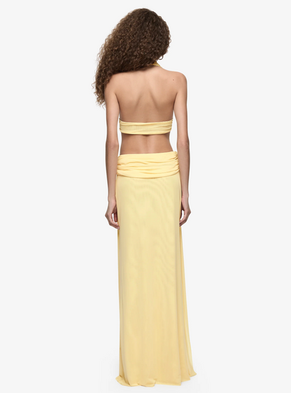 Charlize Halter Maxi - Lemon Cream